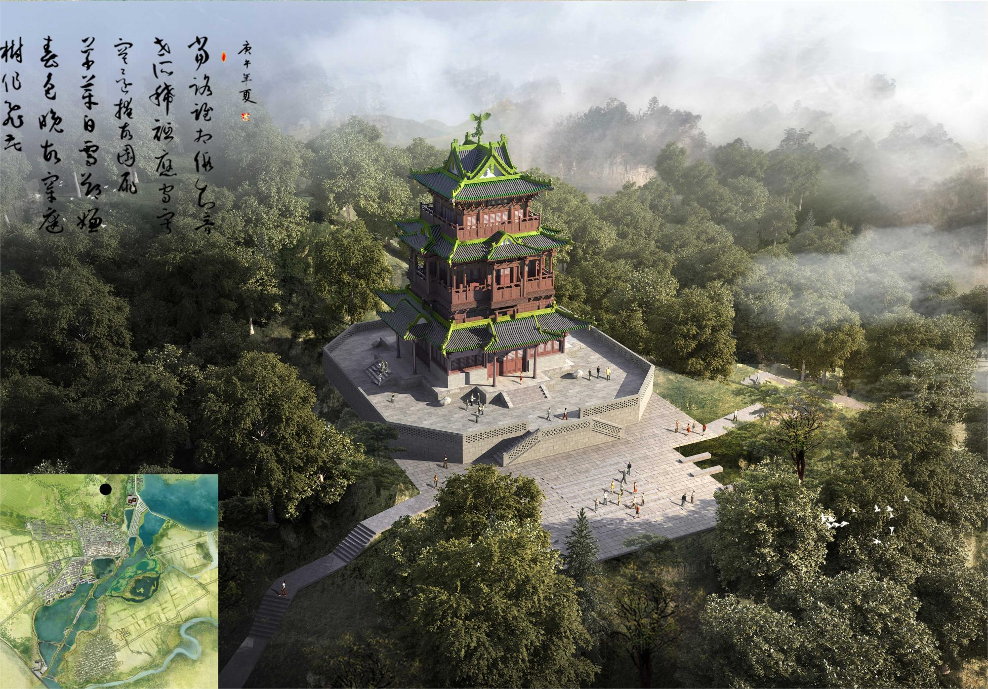 神溪国度湿地公园凤鸣阁复建工程有序推动 神溪国度湿地公园凤鸣阁复建工程有序推动